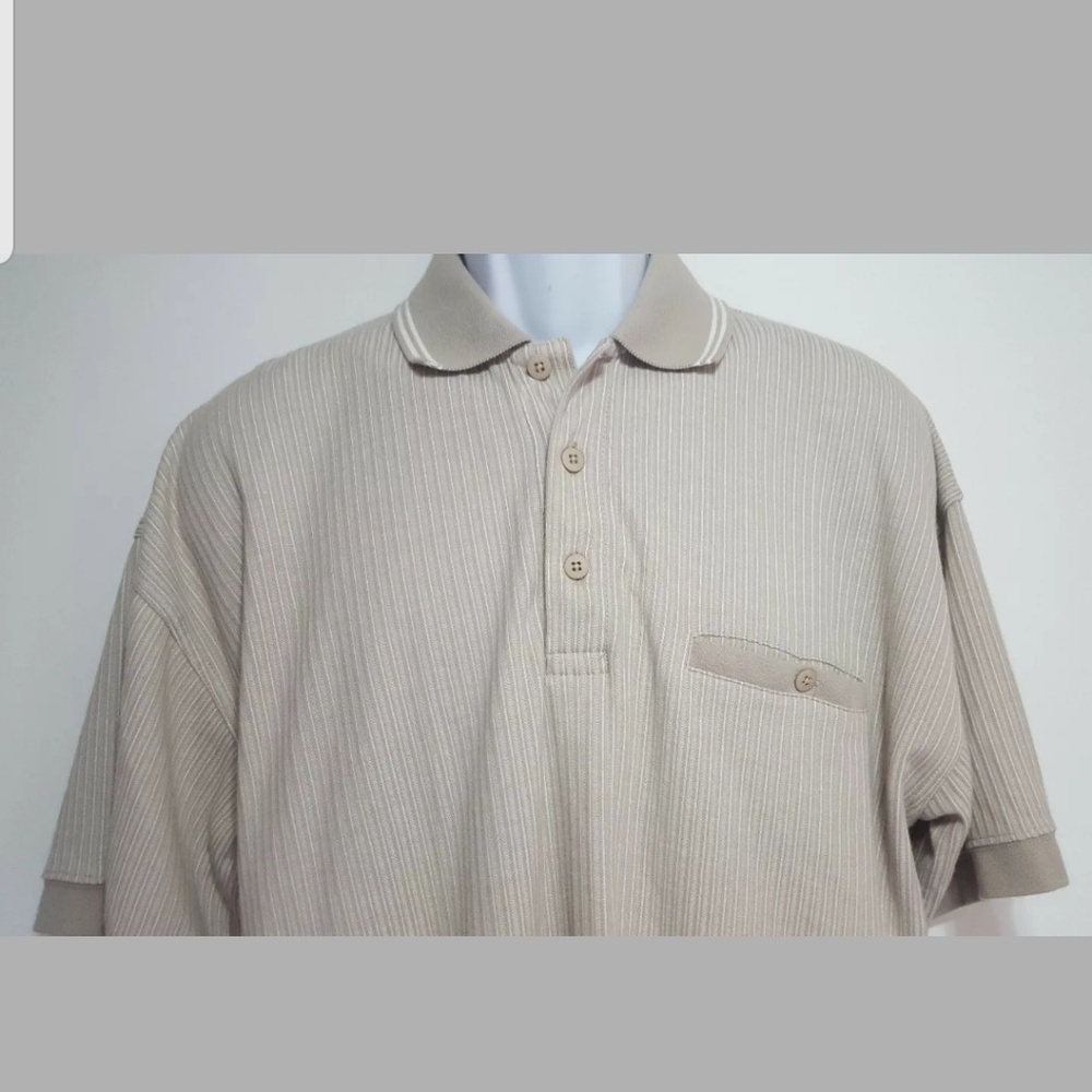 Mens SRT Beige Ribbed Polo Golf Shirt SZ Large